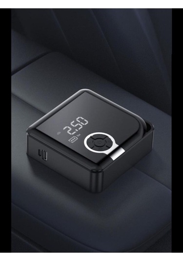 Zc-001 Taşınabilir Powerbankli Kendinden Şarjlı Siyah Dijital Ekranlı Hava Kompresörü