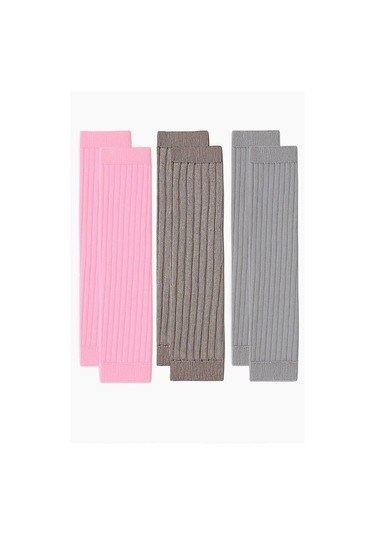 3 Adet Basic Kalın Pamuk Karışımlı Tozluk Pembe-gri