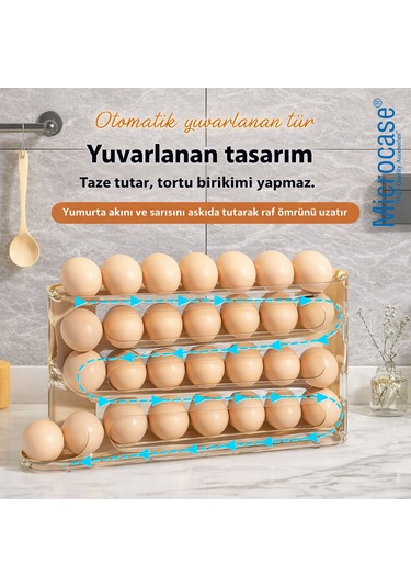 Microcase Abs Plastik Dolapiçi Yuvarlanır Tip Yumurta Organizer Ve Standı Al5452 Şeffaf