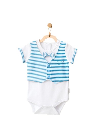 Andywawa Erkek Bebek Balina Motifli Papyonlu Tulum Şort Takımı Ac21554r 001