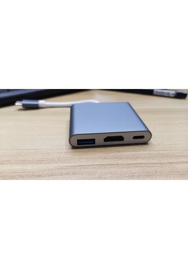 Reedark Usb Ve Hdmı Çıkışlı 4k Hd Type-c Dönüştürücü, Üçlü Fonksiyonlu Genişletme Dizüstü Bilgisayar/tablet Erişim Kablosu, Gri Kasa Beyaz Kablolu