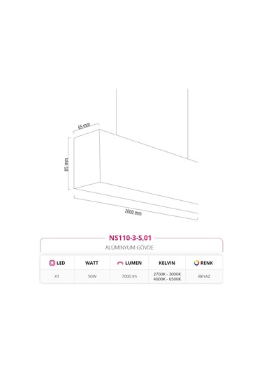 Nevo 200 Cm Linear Sarkıt Ns110-3-S,01