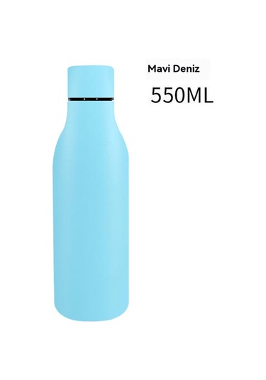 Paslanmaz Çelik 304 Spor Sprey Kaplamalı Sıcak Ve Soğuk Su Bardağı MAvi