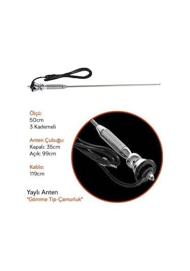 Üniversal Yaylı Anten Gömme Nikel Krom Çamurluk Anteni Uzayabilen