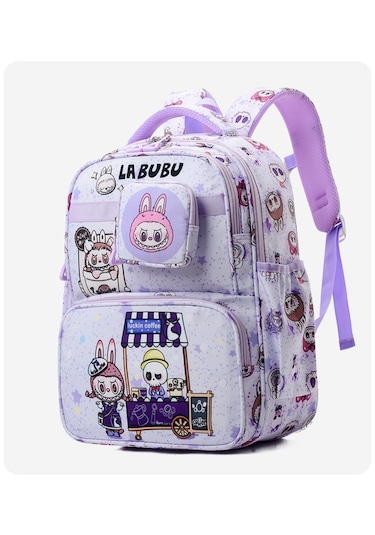 Snapbuy Büyük Hacimli, Hafif, Omurga Dostu, Labubu Seçenekli Okul Sırt Çantası Mor