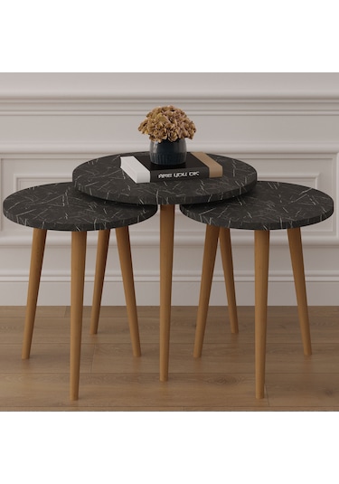 3 Lü Yuvarlak Zigon Sehpa Ahşap Ayaklı-sehpa01-royal Mermer