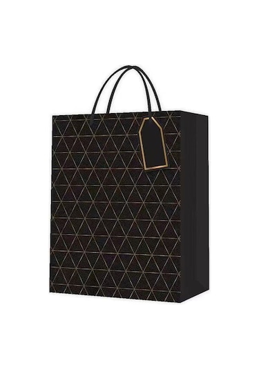 Siyah Desenli Büyük Boy Karton Çanta