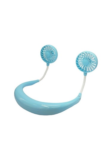 Yaratıcı Mini Asılı Boyun Tipi Fan Açık Led Fan Siyahı 4681 Mavi