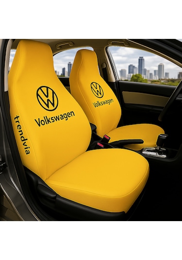 Volkswagen Uyumlu Ön Arka Koltuk Kılıfı Penye Servis Tipi Oto Koltuk Koruma Seti Sarı