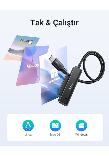 Ugreen Usb-c To 2.5-ınch Sata Dönüştürücü Adaptör, 70610