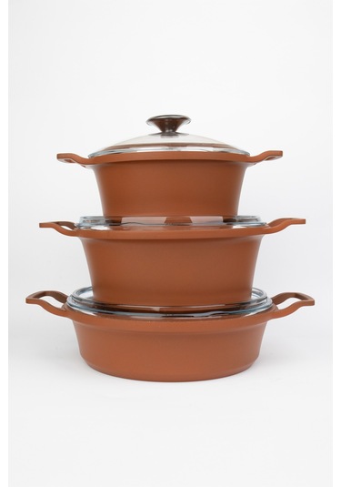 Masterchef Döküm 7 Parça Dik Kulak Tencere Seti Turuncu