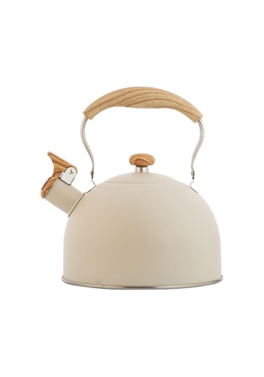 F Fityle Paslanmaz Çelik Ahşap Saplı Çaydanlık - Beyaz Ahşap