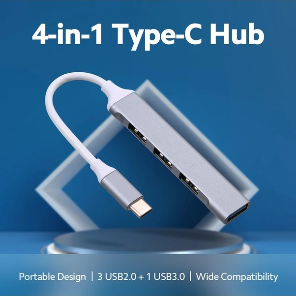 Tongxida Alüminyum 4-port Usb Hub: Type-c'den 1 Usb 3.0 + 3 Usb 2.0'a Çevirici, 8cm Kablo, Gümüş Renkli, Ev Ve Ofis Kullanımı