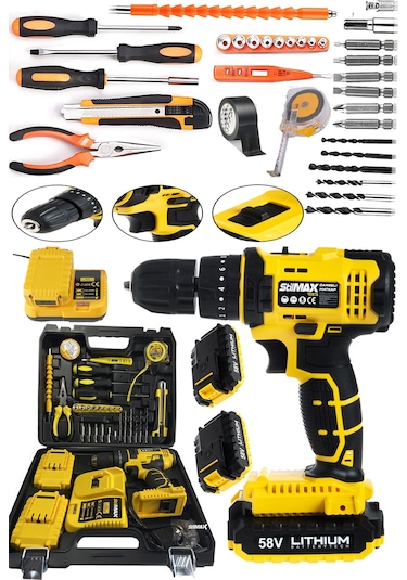 Stilmax STN1070 58 V Panasonic Çift Akülü Darbeli Setli Matkap