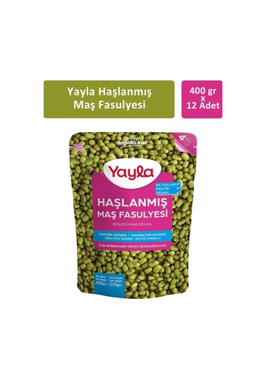 Yayla Haşlanmış Maş Fasulyesi 12 x 400 G