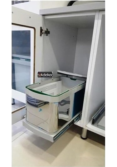 Çöp Kovası Paslanmaz Çelik Raylı S 2574 Kısa Boylu Antrasit - Gri