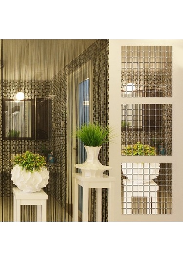 Novahub 100 Adet Kare Kristal Mozaik Ayna, Akrilik Stereo Duvar Çıkartması, Gümüş, 2x2cm Ev Oturma Odası Diğer