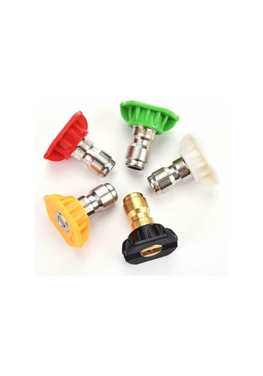 Teltree Yüksek Basınç Yıkama Makinesi İçin 5'li Nozzle Seti: 0 -40 +sabun, Hızlı Bağlantı 1/4" Paslanmaz Çelik+bakır