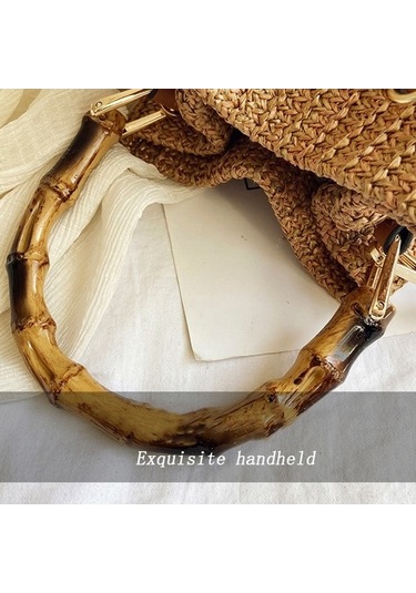 Wondernest Hasır Çanta Omuz Messenger Çanta Bambu Kova Çanta Beyaz 88991 Modelli Beyaz Ve Pratik Beyaz