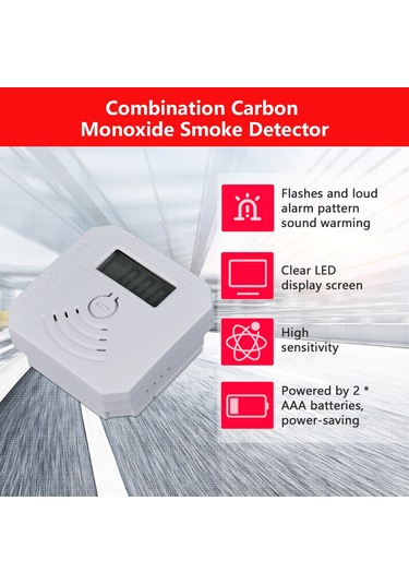 Konesam Karma Co Ve Duman Algılayıcı - Akıllı Elektrokimyasal Sensör, Led Ekran, 75db Sesli Ve Işıkli Alarm, Pil Beslemeli, Kolay Kurulum