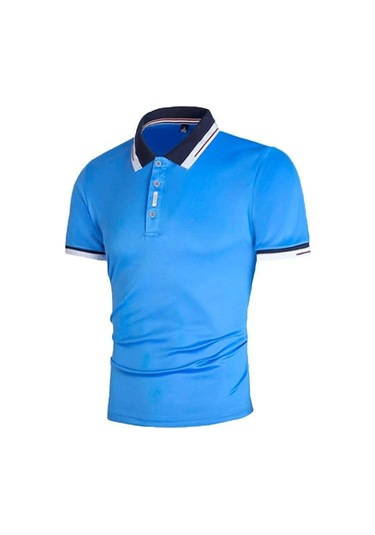 Mavi Yaz Erkek Dikişli Kontrast Renkli Tişört Erkek Spor Moda Kısa Kollu Rahat Kırmızı Ve Siyah Polo Gömlek Mavi Mavi Yaz Erkek Dikişli Kontrast Renkli Tişört Erkek Spor Moda Kısa Kollu Rahat Kırmızı Ve Siyah Polo Gömlek Mavi
