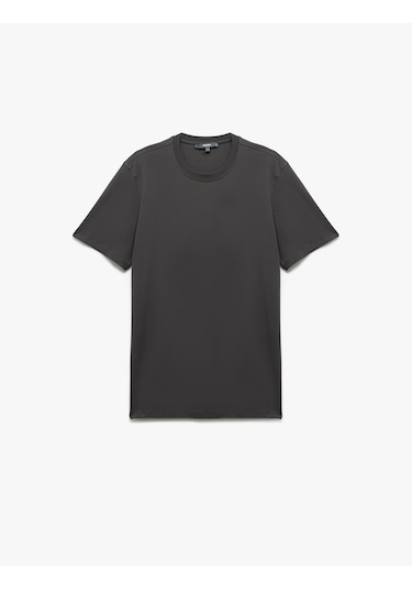 Koton Pamuklu Kısa Kollu Bisiklet Yaka Erkek Basic Tişört Antrasit 6wam10062hk Antrasit