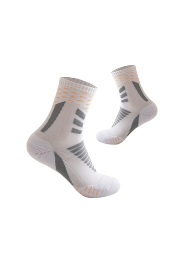 Gajeena Erkek Spor Çorapları, Mid-calf, Nylon, Nem Emici, Soluk, Anti Kayma, Basketbol Futbol Koşu İçin, Beyaz Gri Desen, Tek Boyut Beyaz