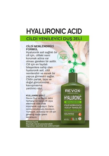 Revox Hyaluronic Acid Cildi Nemlendirici Duş Jeli 400 ML
