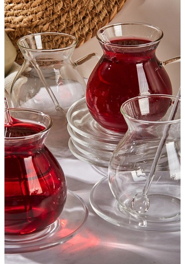 Keyf-i Ala 18 Parça Cam Tabaklı 200 Ml Borosilikat Çay Seti