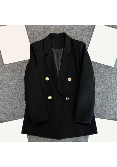 İlkbahar Sonbahar Takım Elbise Ceket Yaka Uzun Kollu Çift Sıralı Takım Elbise Ceket İle Bej