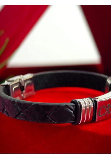 Çelik Derili Bileklik Kişiye Özel İsimli Paslanmaz Derili Çelik İsimli Bileklik 316 L Çelik Burma