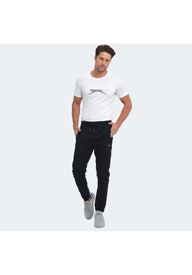 Slazenger ONLY IN Erkek Fermuar Cepli Siyah Eşofman Altı