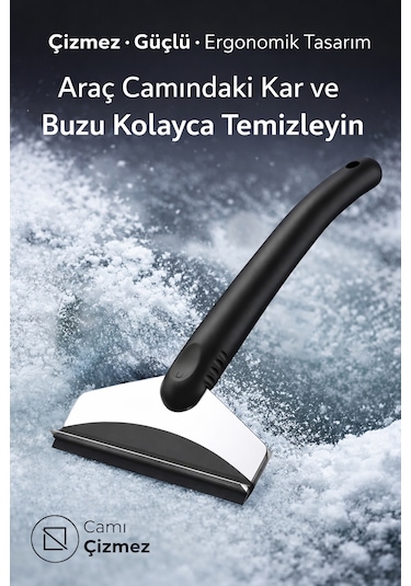 Mega Oto Market Araba Buz Kazıyıcı Ve Kar Temizleme Küreği Çift Taraflı Oto Cam Buz Kazıma Aparatı Siyah