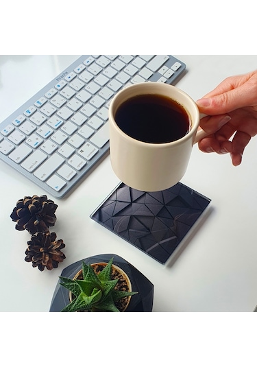 Decorita Cam Bardak Altlığı Antrasit Kristal 4'lü Takım 10 x 10 CM Antrasit