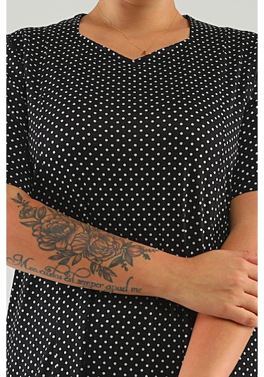 Kadın Büyük Beden Puantiyeli Ve Leopar Desenli Elbise 001