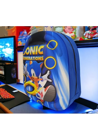 Sonic 3d Kabartmalı Anaokulu Kreş Ve Günlük Kullanım Çantası