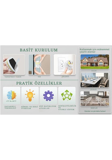 Monozone Beyaz Lüx 1 Buton 1 Alıcı Kablosuz Kapı Zili Baykuş