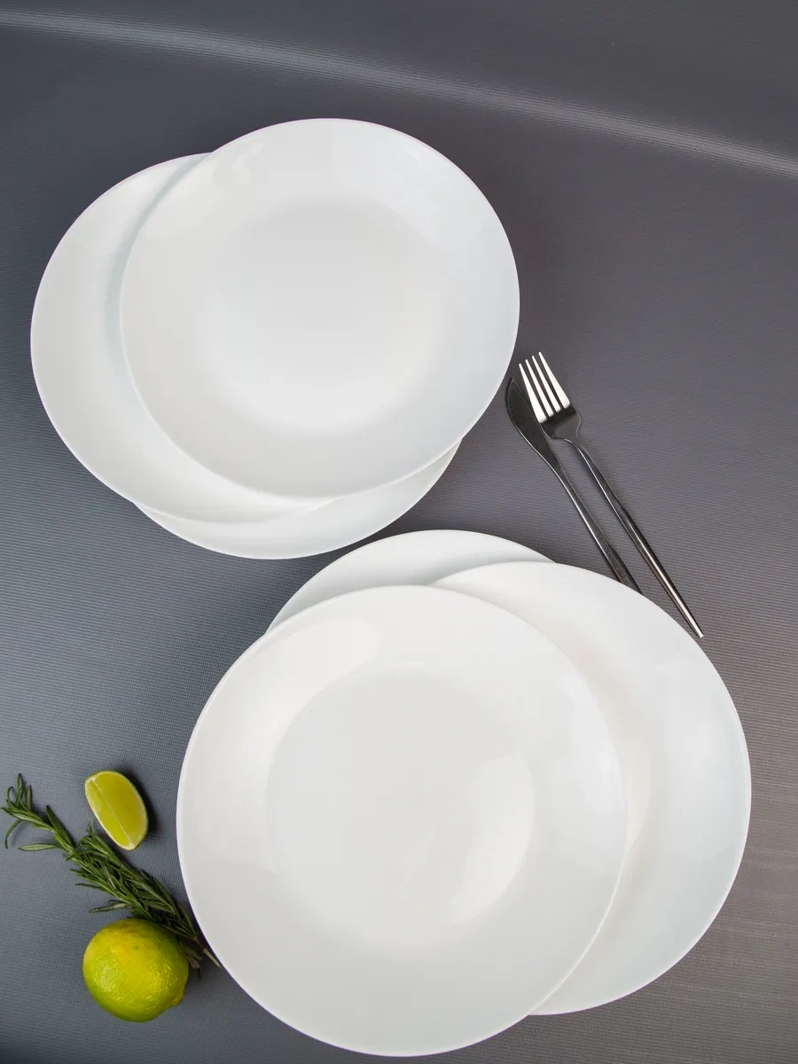 Olaff Lux 6 Parçalı Düz Tabak Seti 18 Cm 323373131 Beyaz