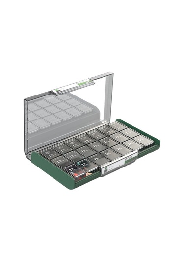 Likeable 21 Bölmeli Hap Kutusu, Ilaç Dağıtım Kutusu, Taşınabilir Ilaç Dağıtıcısı-yeşil