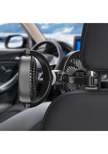 Xuweiwei Siyah Araba Vantilatörü Çift Başlıklı Ayarlanabilir Hızlı Yüksek Hava Akışlı Arka Koltuk Fanı