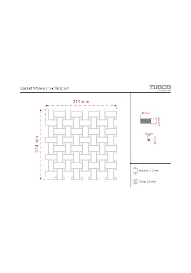 Tuqco Doğal Taş Basket Weave Bej - Toros Siyahı Cilalı Mermer Mozaik
