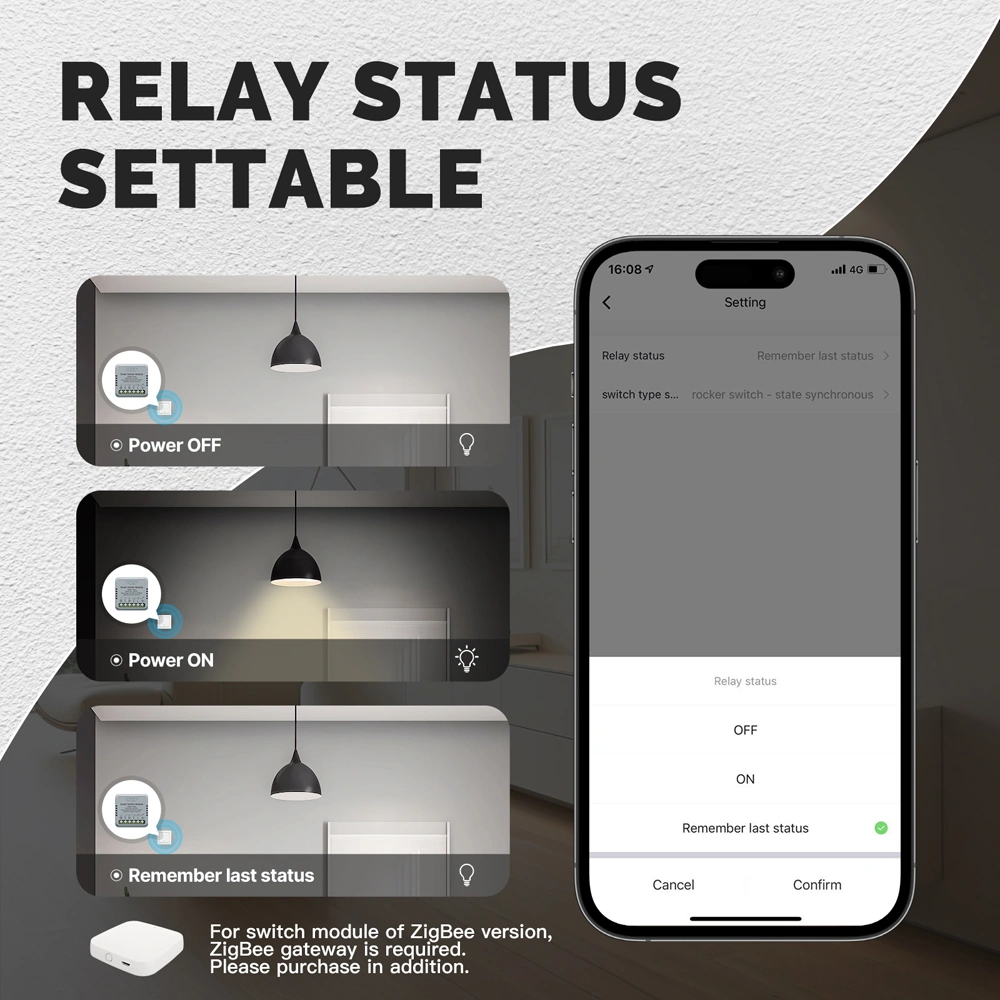 Tenfowee Tuya Zigbee Akıllı Ev Anahtarı Modülü - 2 Yollu, Uygulama İle Uzaktan Kontrol, Zamanlama Özelliği, Zigbee 3.0, 90-250v - Zm-104b-m