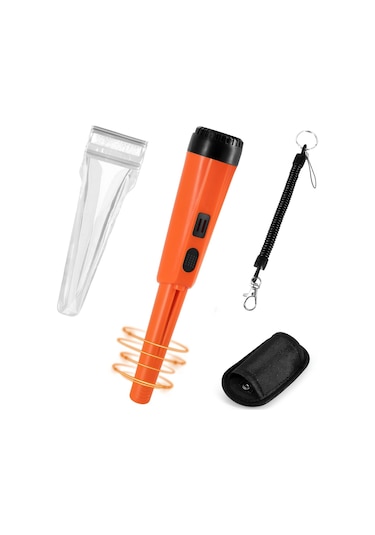 Lcd Ekran Metal Dedektörü Pinpointer El Pin Pointer Değnek Yetişkin Çocuklar İçin Yaylı Tokalı Hazine Bulucu Probu Pilsiz - Turuncu