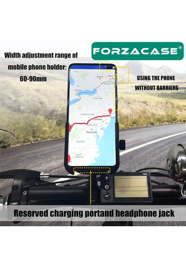 Bisiklet Motor Scooter Gidon Montaj Metal Telefon Tutucu Fc686 Siyah