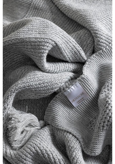 Miel Gri Kenarı Ponponlu Tek Kişilik Battaniye 160x220 37106 Gri