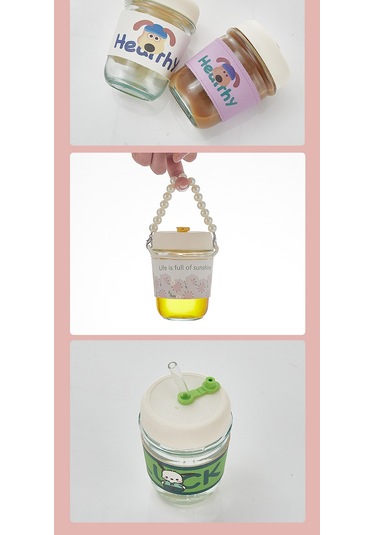 Jian Fan İnternetünlü Küçük Dizgi Film Cam Hasır Fincan Cam Kupa Yeş İl Yeşil