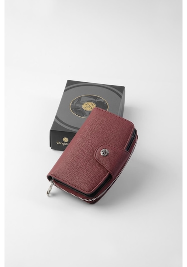 Cengiz Pakel Orta Boy Çıt Çıt Detaylı Kadın Cüzdan - 65300 - Bordo/siyah 65300-bordo-siyah