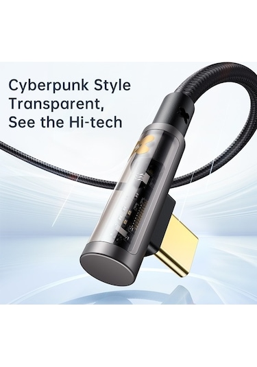 Moly Mcdodo Ca-3401 1.8m Type-c-type-c 90 Derece 100w Hızlı Şarj Şeffaf Veri Kablosu - İphone 15 Serisi Uyumlu