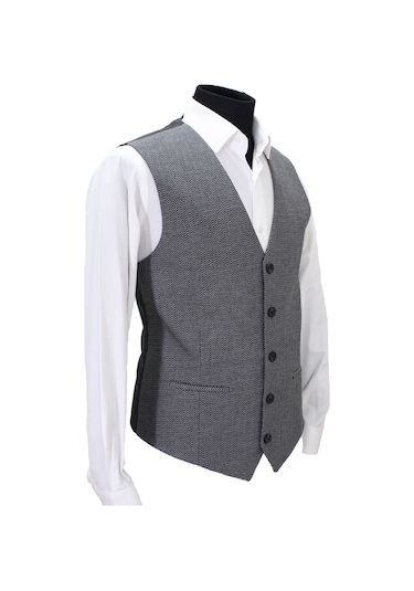 Mentor Regalo Erkek Yelek V Yaka Gri Balıksırtı 5-50460