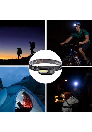 Triline Usb Mini Cob Kafa Feneri Su Geçirmez Şarjlı Siyah